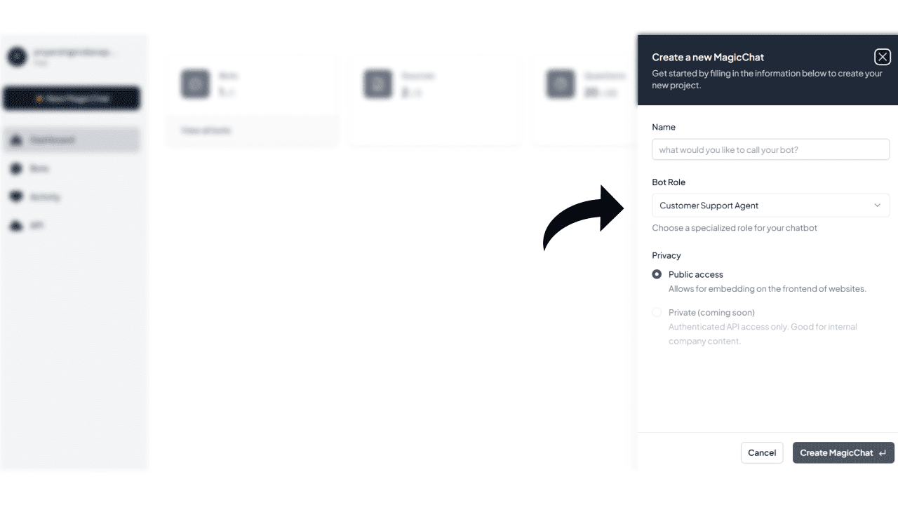 Create or Select Your Bot - Step 1